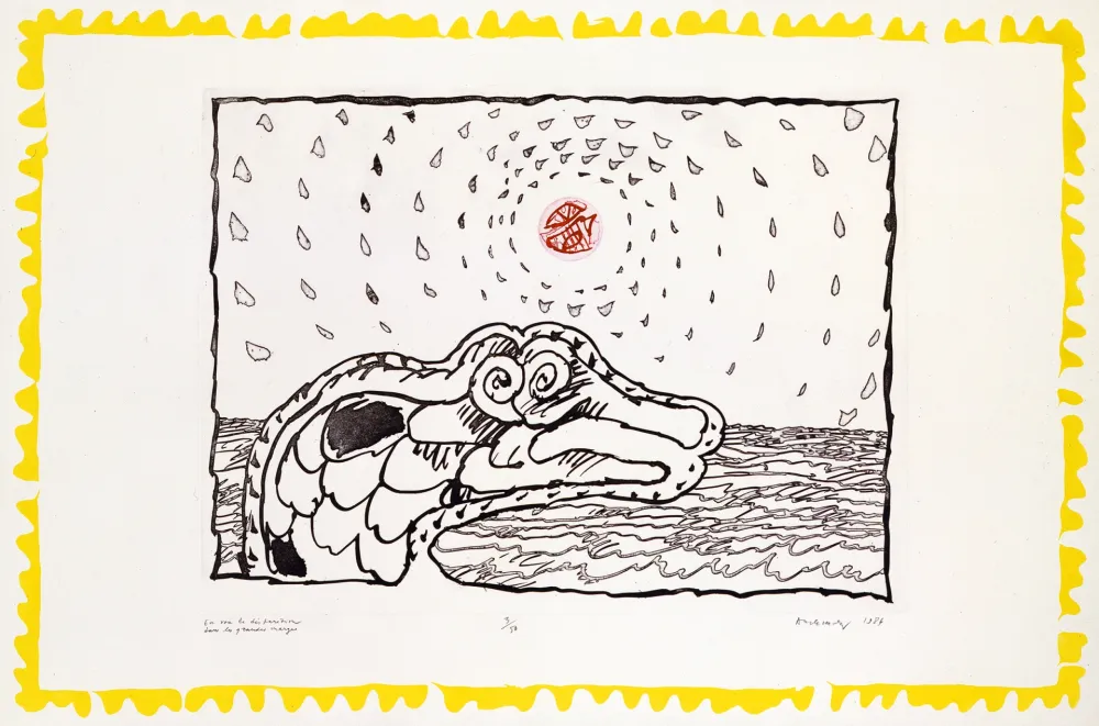 Gravura Alechinsky - En voie de disparition Grandes marges