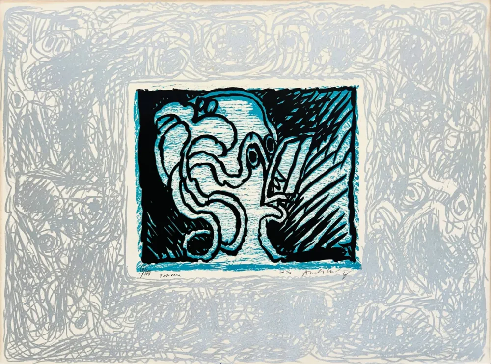 Linogravura Alechinsky - Espionne