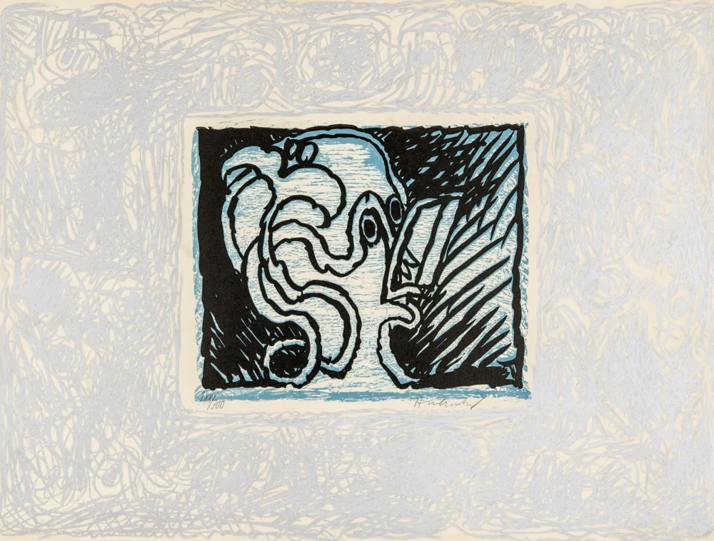 Linogravura Alechinsky - Espionne