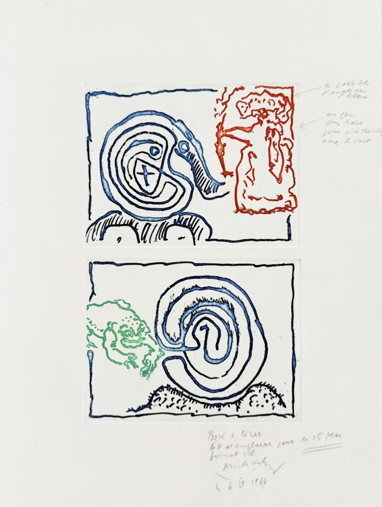 Gravura Alechinsky - Labyrinthe et reine