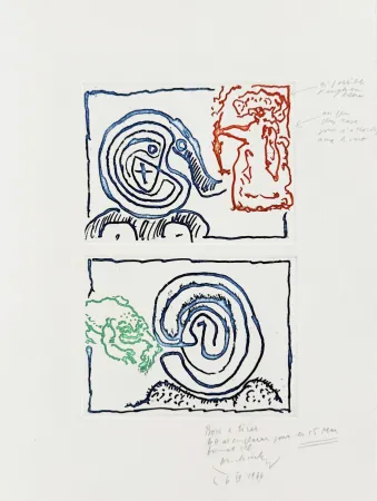 Gravura Alechinsky - Labyrinthe et reine