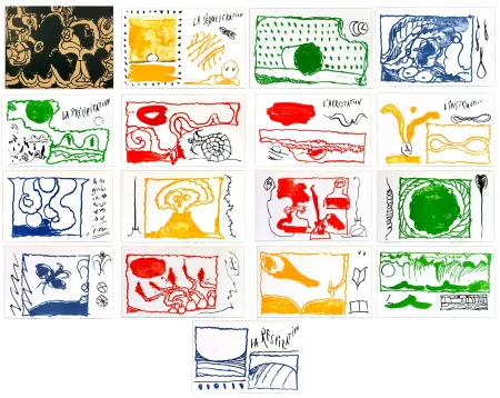 Litografia Alechinsky - Le rêve de l'amonite (complete suite)