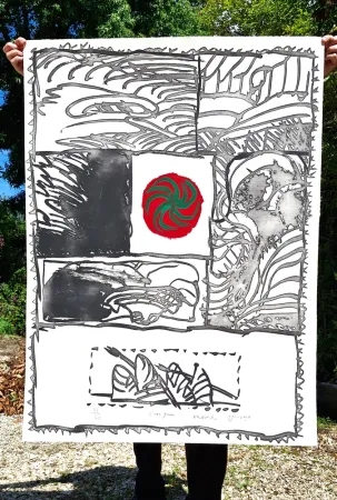 Água-Forte E Água-Tinta Alechinsky - L'EAU GRISE 48 / Gravure rehaussée (133 x 98 cm)