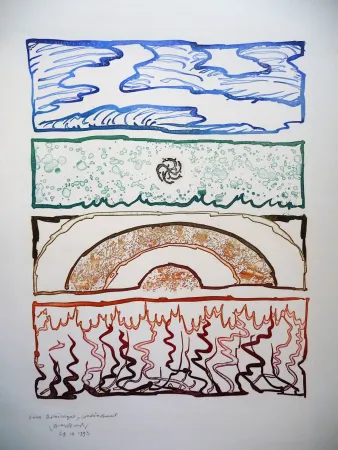 Litografia Alechinsky - Les quatre élements 