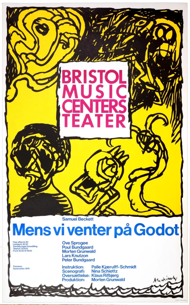 Cartaz Alechinsky - Mens vi venter på Godot, 1976