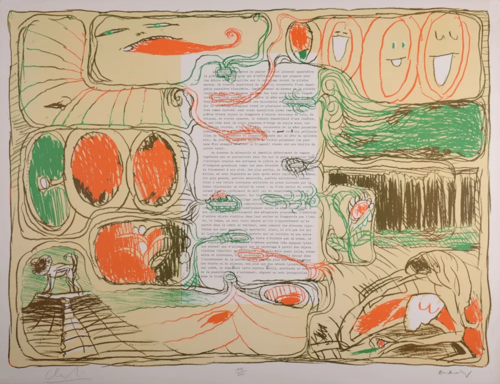 Litografia Alechinsky - Placard, 1975