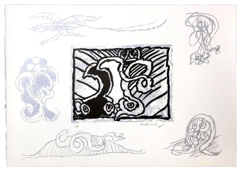 Linogravura Alechinsky - Planche IX