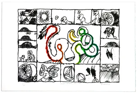 Litografia Alechinsky - Serpent restauré