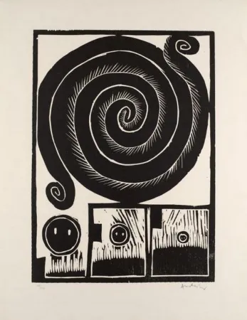 Xilogravura Alechinsky - SPIRALE 1972