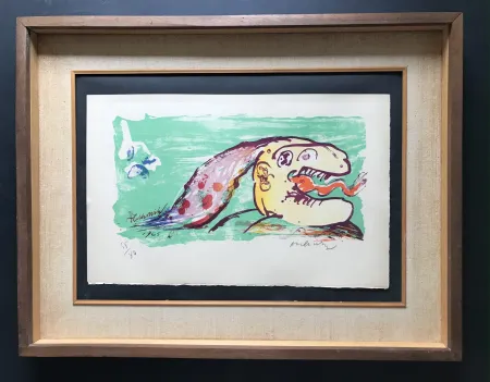 Litografia Alechinsky - Tiireur de langue profilé