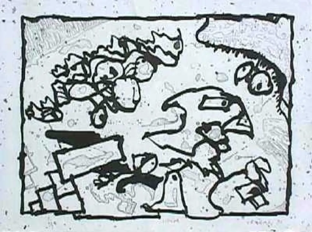 Gravura Alechinsky - Vibrions (N&B)