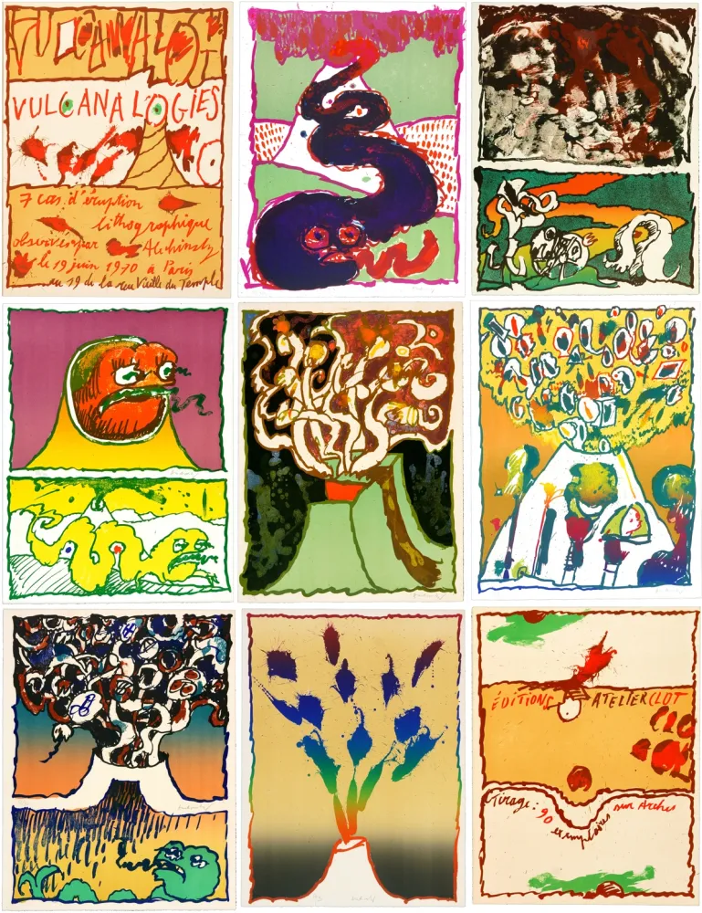 Litografia Alechinsky - Vulcanalogies I, II, III, IV, V, VI, VII (complete portfolio)