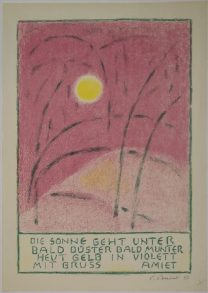 Litografia Amiet - Sonnenuntergang