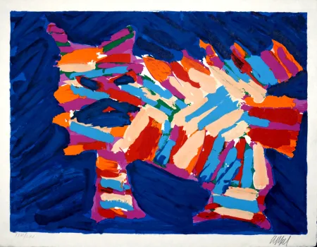 Litografia Appel - Blue Cat, 1978 - Hand-signed!