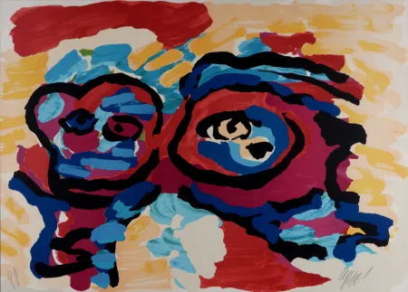 Litografia Appel - Mother and Little Boy, c. 1980 - Hand-signed!