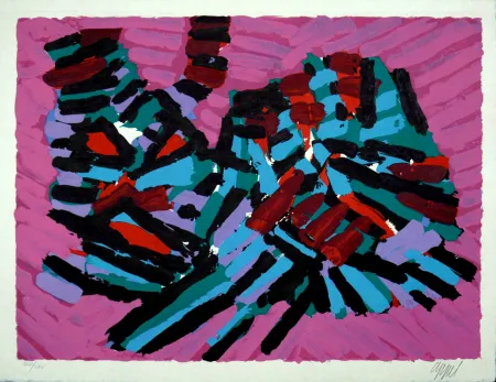 Litografia Appel - Pink Cat, 1978 - Hand-signed!