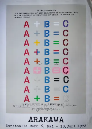 Serigrafia Arakawa - „10 reassembling an investigation of the elements of reassembly and of the possible applications of these in order to change usage“, 1972.