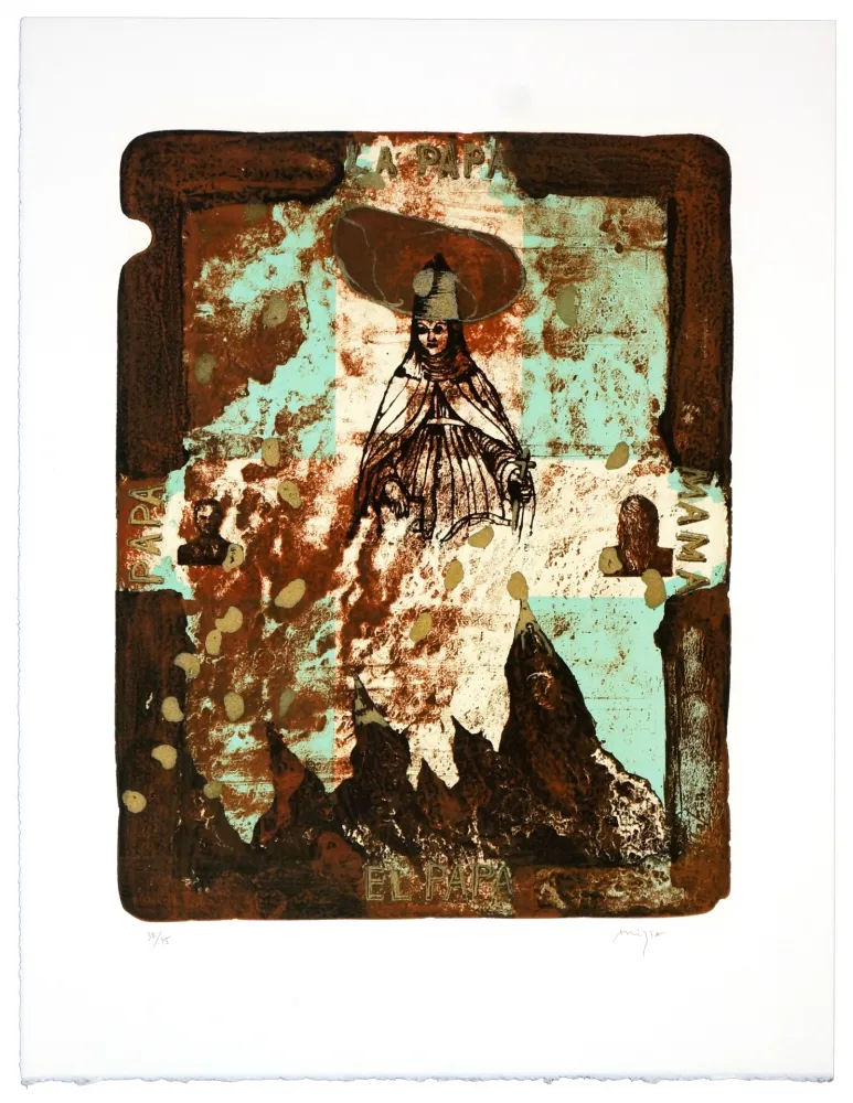 Litografia Aritza - El papa, la papa, papa, mama ! (Papesse Jeanne)