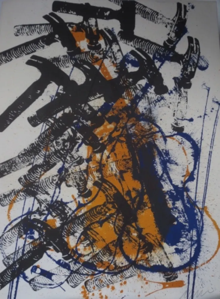 Litografia Arman - Violon et marteaux