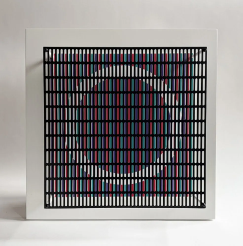 Múltiplo Asis - Vibration cercles mauve, rouge et turquoise