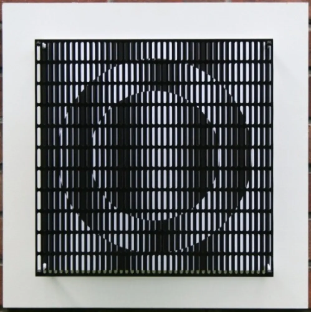 Xilogravura Asis - Vibration cercles noir et blanc