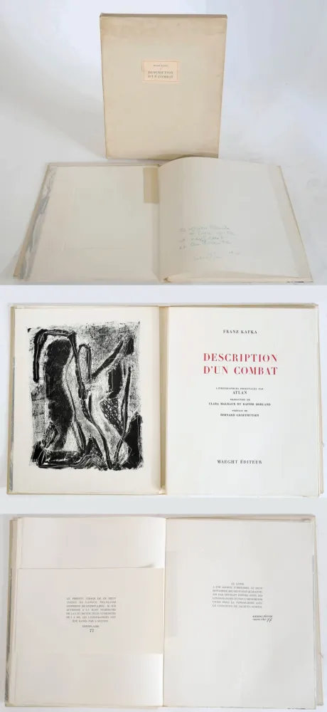 Livro Ilustrado Atlan - Kafka. DESCRIPTION D'UN COMBAT. 16 ithographies originales d'Atlan (1946)