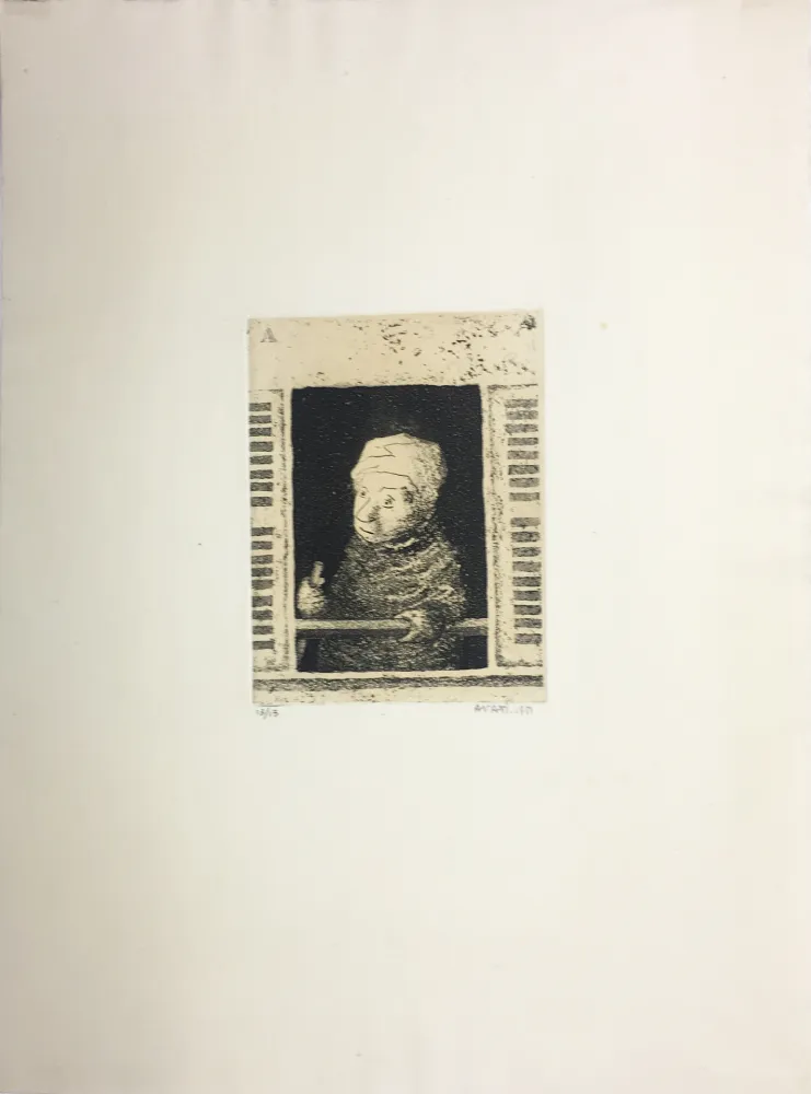 Água-Tinta Avati - Femme de ménage à la fenêtre (1951)