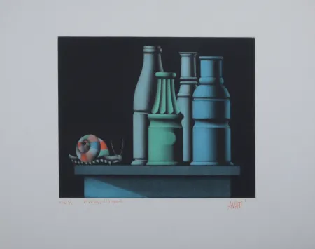 Gravura Avati - Un escargot se promène, 1972 - Hand-signed