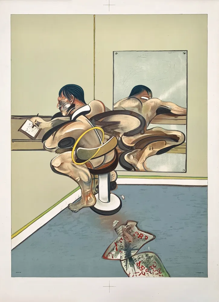 Litografia Bacon - Figure writing reflected in a mirror