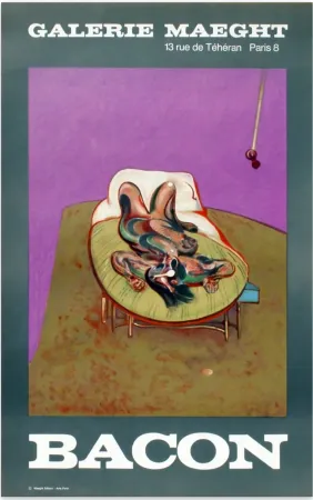 Litografia Bacon - PERSONNAGE COUCHÉ. Affiche en lithographie (1966).
