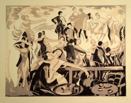 Linogravura Bailly - (Dancing/Tanzlokal)