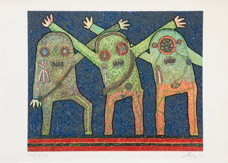 Gravura Baj - Enrico baj (1924–2003) – Riunione della C.I.A. nel bosco - Mixed media - 1973