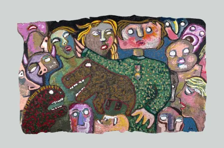 Serigrafia Baj - Folla mutante