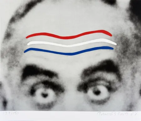 Serigrafia Baldessari - Raised Eyebrows/Furrowed Foreheads (Red, White, and Blue) from the Artists for Obama Portfolio