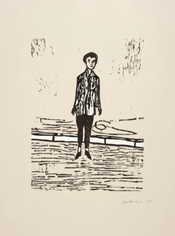 Xilogravura Balkenhol - Woman in white jacket 