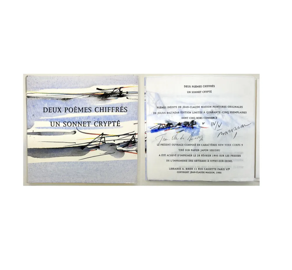 Livro Ilustrado Baltazar - DEUX POÈMES CHIFFRÉS UN SONNET CRYPTÉ. Peintures originales (1995)