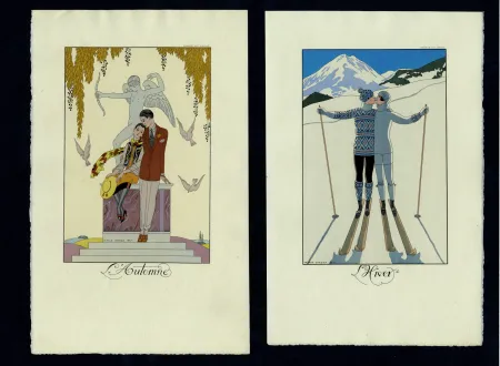 Livro Ilustrado Barbier - FALBALAS ET FANFRELUCHES. Almanach des modes présentes, passées et futures pour 1922, 1923, 1924, 1925 et 1926. Collection complète