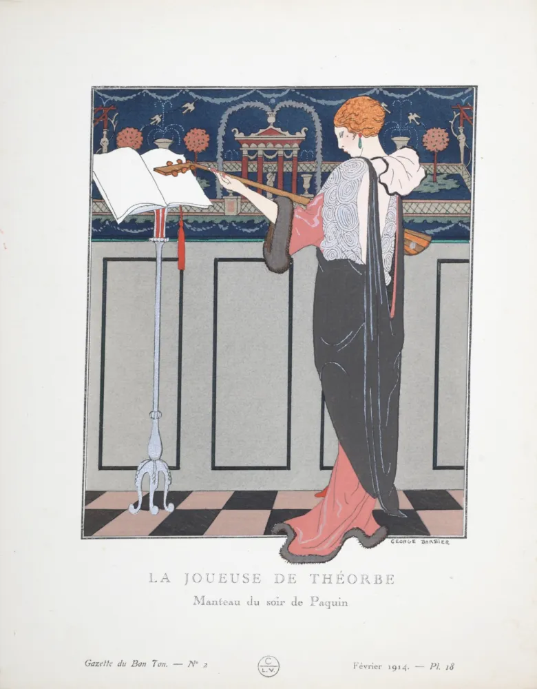 Estêncil Barbier - La Joueuse de Théorbe, 1914