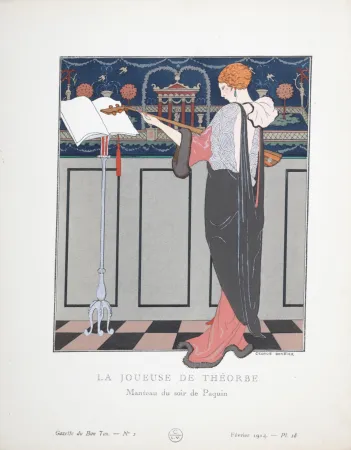 Estêncil Barbier - La Joueuse de Théorbe, 1914