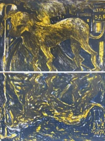 Litografia Barcelo - Chien sous la pluie