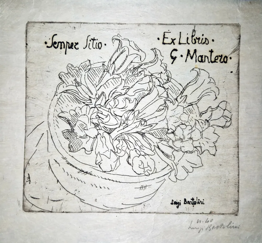 Água-Forte Bartolini - Ex libris G.Mantero-Genziane