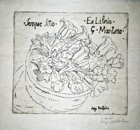 Água-Forte Bartolini - Ex libris G.Mantero-Genziane