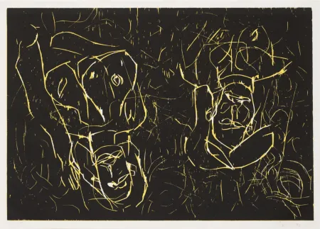 Xilogravura Baselitz - Woman and woman