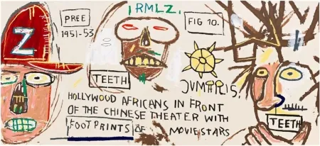 Serigrafia Basquiat - Hollywood Africans in Front of the Chinese Theater with Footprints of Movie Stars