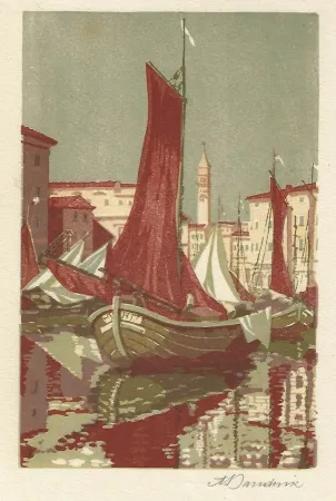 Linogravura Baudnik - Venedig / Venice