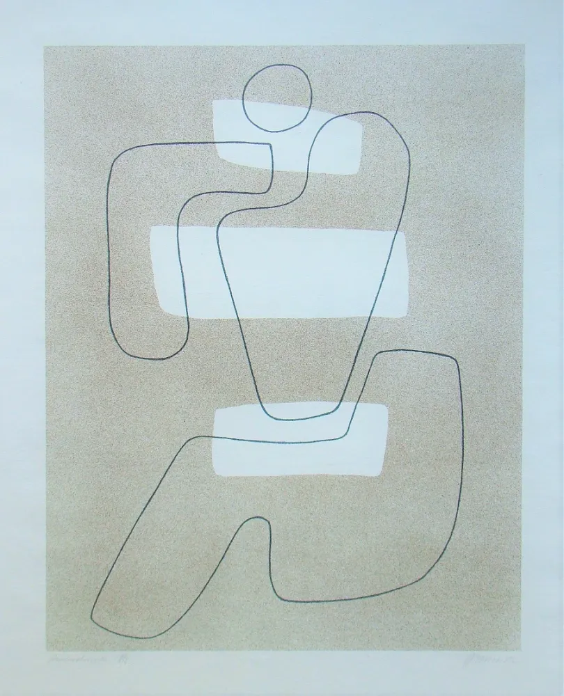 Litografia Baumeister - Linienfigur mit hellen Flächen