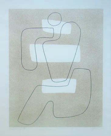 Litografia Baumeister - Linienfigur mit hellen Flächen