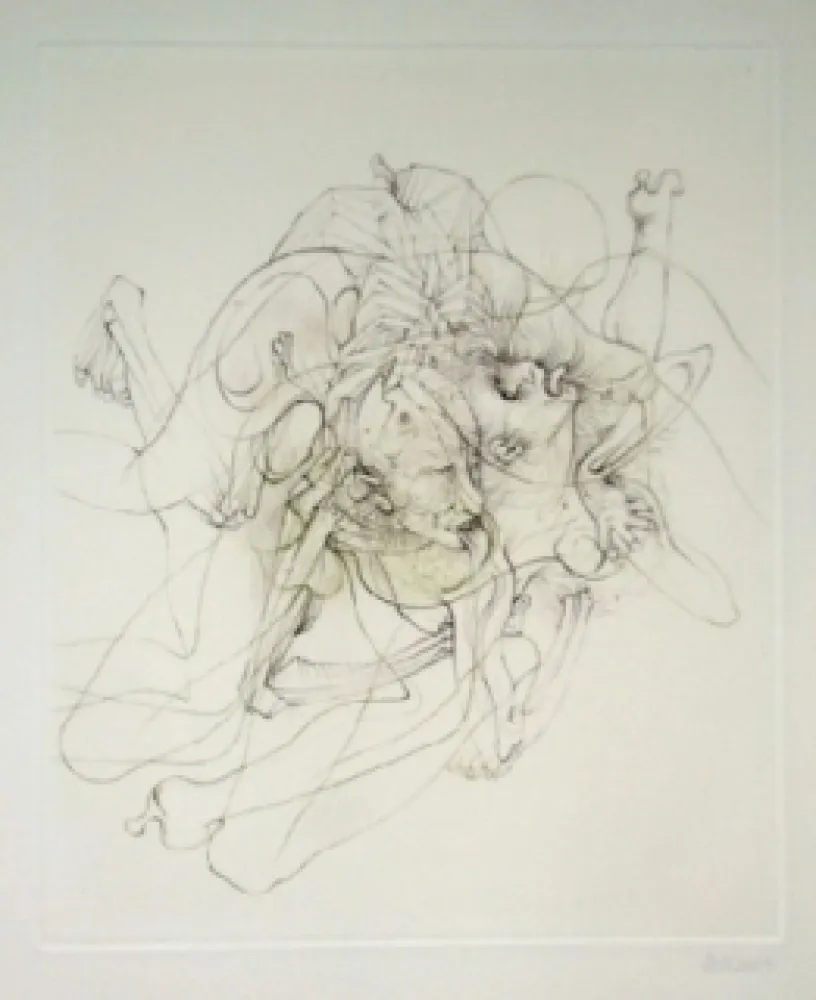 Gravura Bellmer - Dialogue entre un prêtre et un moribond