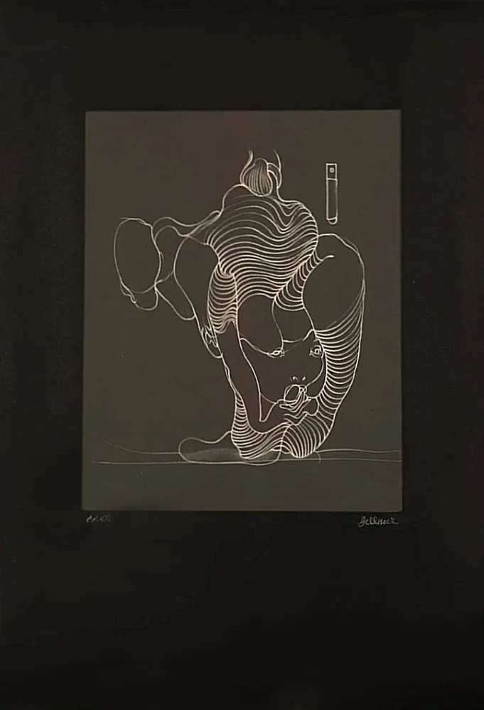 Água-Forte Bellmer - Hans BELLMER (1902-1975) - Woman swallowing a snake, 1972. Hand-signed etching