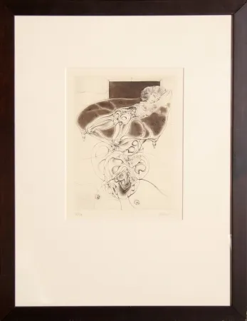 Gravura Bellmer - La petite fille sur canape noir